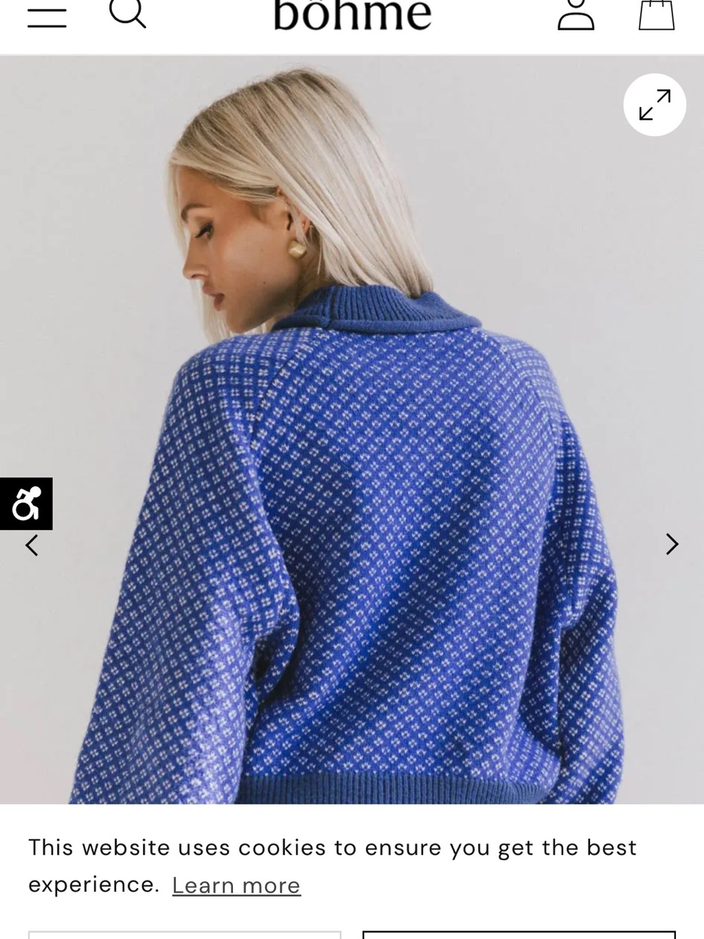 bohme Cobalt Blue Patterned Turtleneck Sweater - Picture 2 of 5